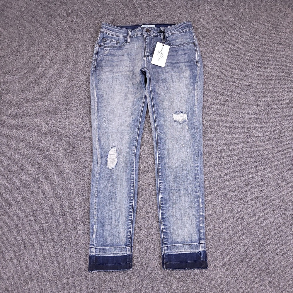NWT Judy Blue Denim Arts Co Skinny 5|27 (27x26.5) Mid Contrast Cuff Foldable
